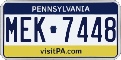 PA license plate MEK7448