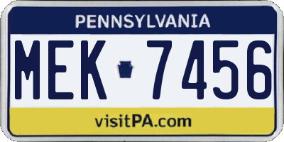 PA license plate MEK7456