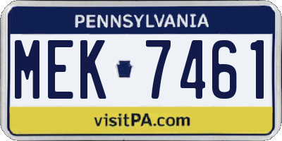 PA license plate MEK7461