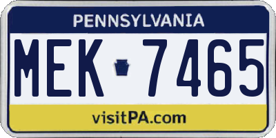 PA license plate MEK7465