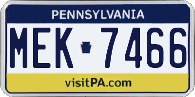 PA license plate MEK7466
