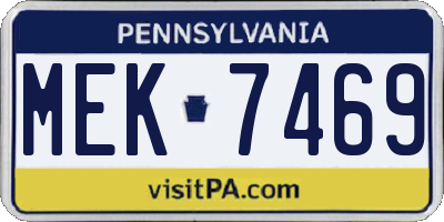 PA license plate MEK7469