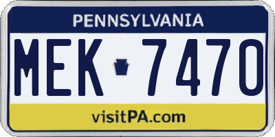 PA license plate MEK7470