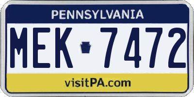 PA license plate MEK7472