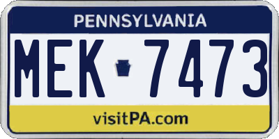 PA license plate MEK7473