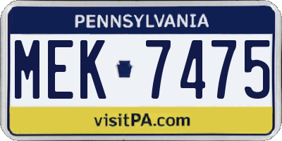 PA license plate MEK7475