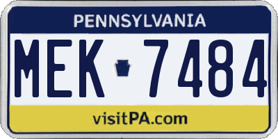 PA license plate MEK7484