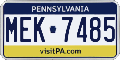 PA license plate MEK7485