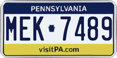 PA license plate MEK7489