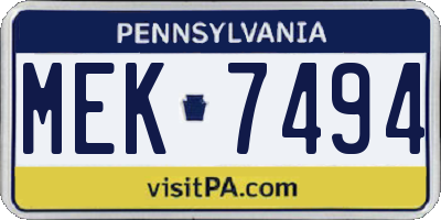 PA license plate MEK7494