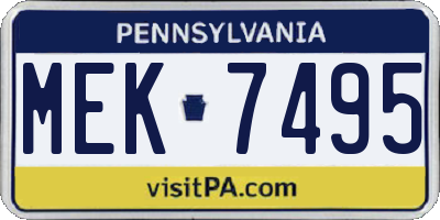 PA license plate MEK7495