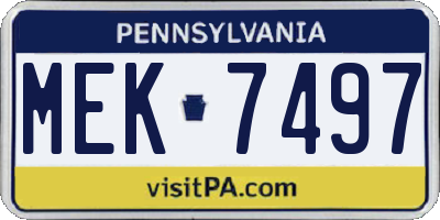 PA license plate MEK7497