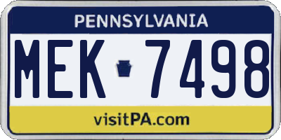 PA license plate MEK7498