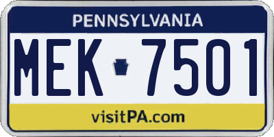 PA license plate MEK7501