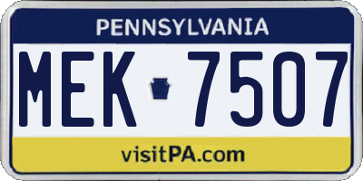PA license plate MEK7507