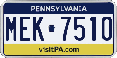 PA license plate MEK7510