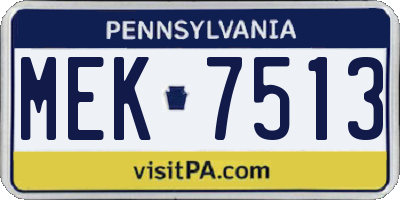 PA license plate MEK7513