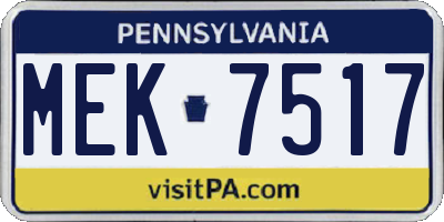 PA license plate MEK7517