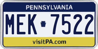 PA license plate MEK7522