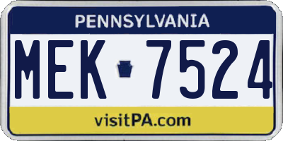 PA license plate MEK7524