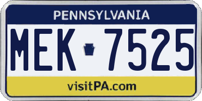 PA license plate MEK7525