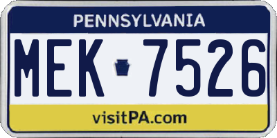 PA license plate MEK7526