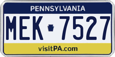 PA license plate MEK7527