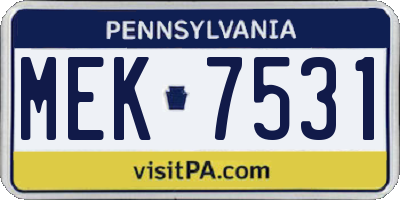 PA license plate MEK7531