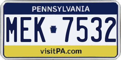 PA license plate MEK7532