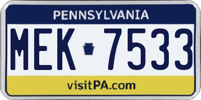PA license plate MEK7533