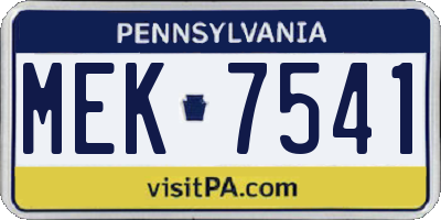 PA license plate MEK7541