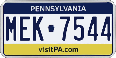 PA license plate MEK7544