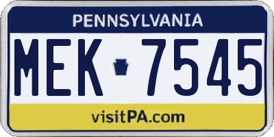 PA license plate MEK7545