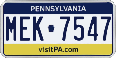 PA license plate MEK7547
