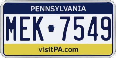 PA license plate MEK7549