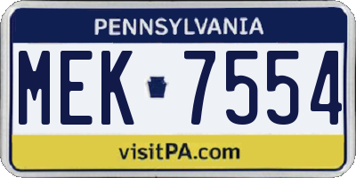 PA license plate MEK7554