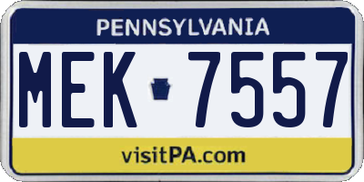 PA license plate MEK7557