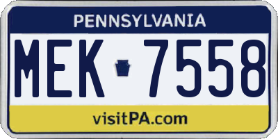 PA license plate MEK7558