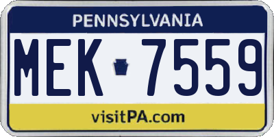 PA license plate MEK7559