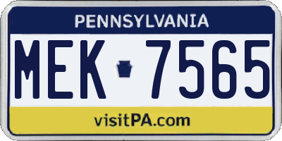PA license plate MEK7565