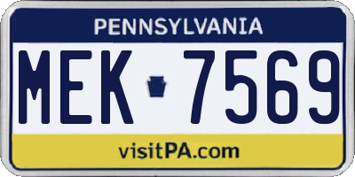 PA license plate MEK7569