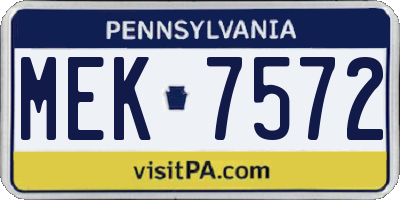 PA license plate MEK7572