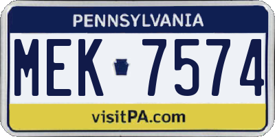 PA license plate MEK7574