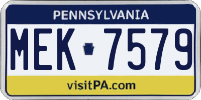 PA license plate MEK7579