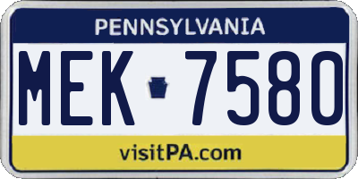 PA license plate MEK7580