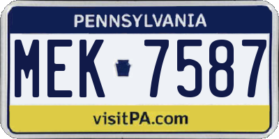 PA license plate MEK7587