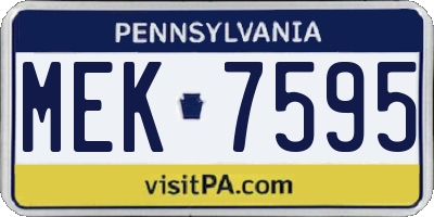 PA license plate MEK7595