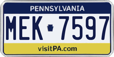 PA license plate MEK7597