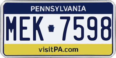 PA license plate MEK7598