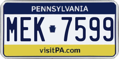 PA license plate MEK7599
